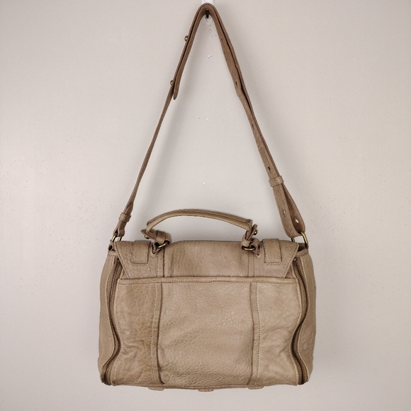 🎉HP🎉 Olivia Harris by Joy Gryson Taupe/Grey Leather Messenger Aged w/ Brass HW - Picture 6 of 16